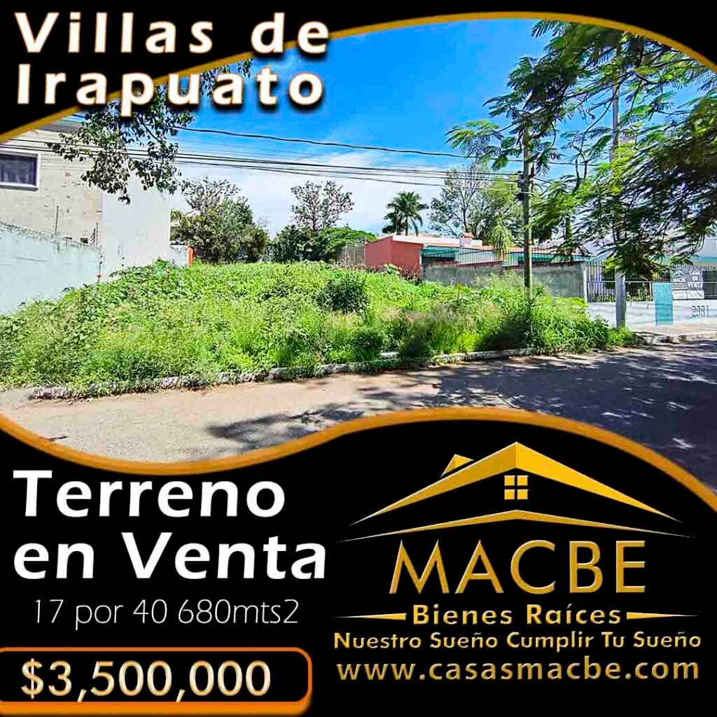 Terreno en venta en Villas de Irapuato Guanajuato Macbe bienes raíces inmobiliaria