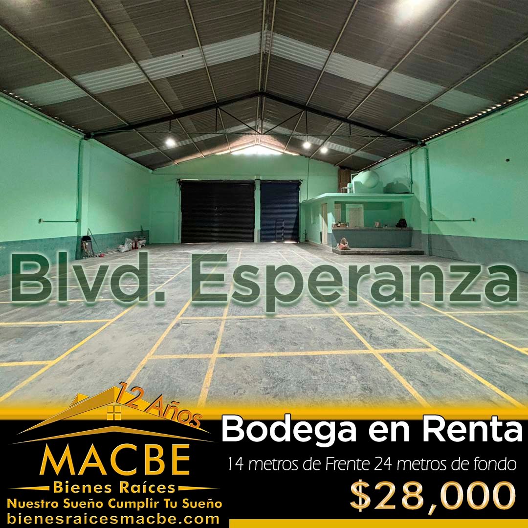 Bodega en Renta Blvd. Esperanza